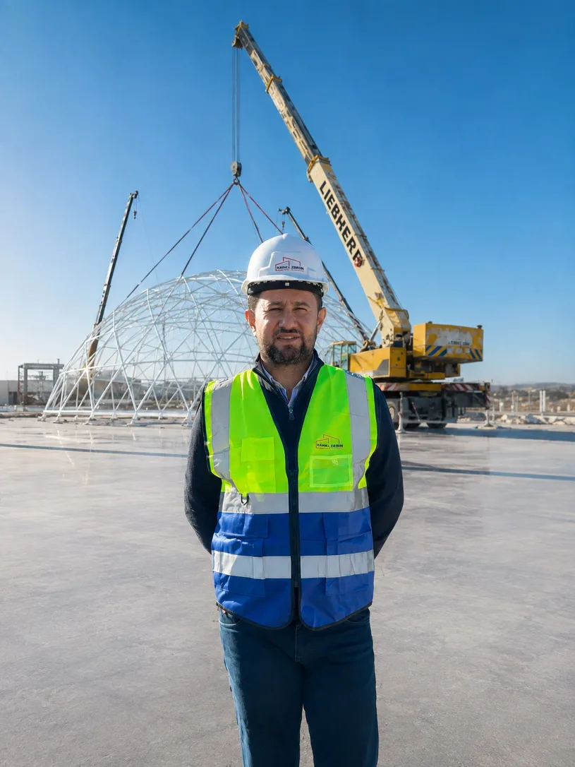 Hawkar Abdullah Hanarayi, Chairman, on site in a hard hat and safety vest